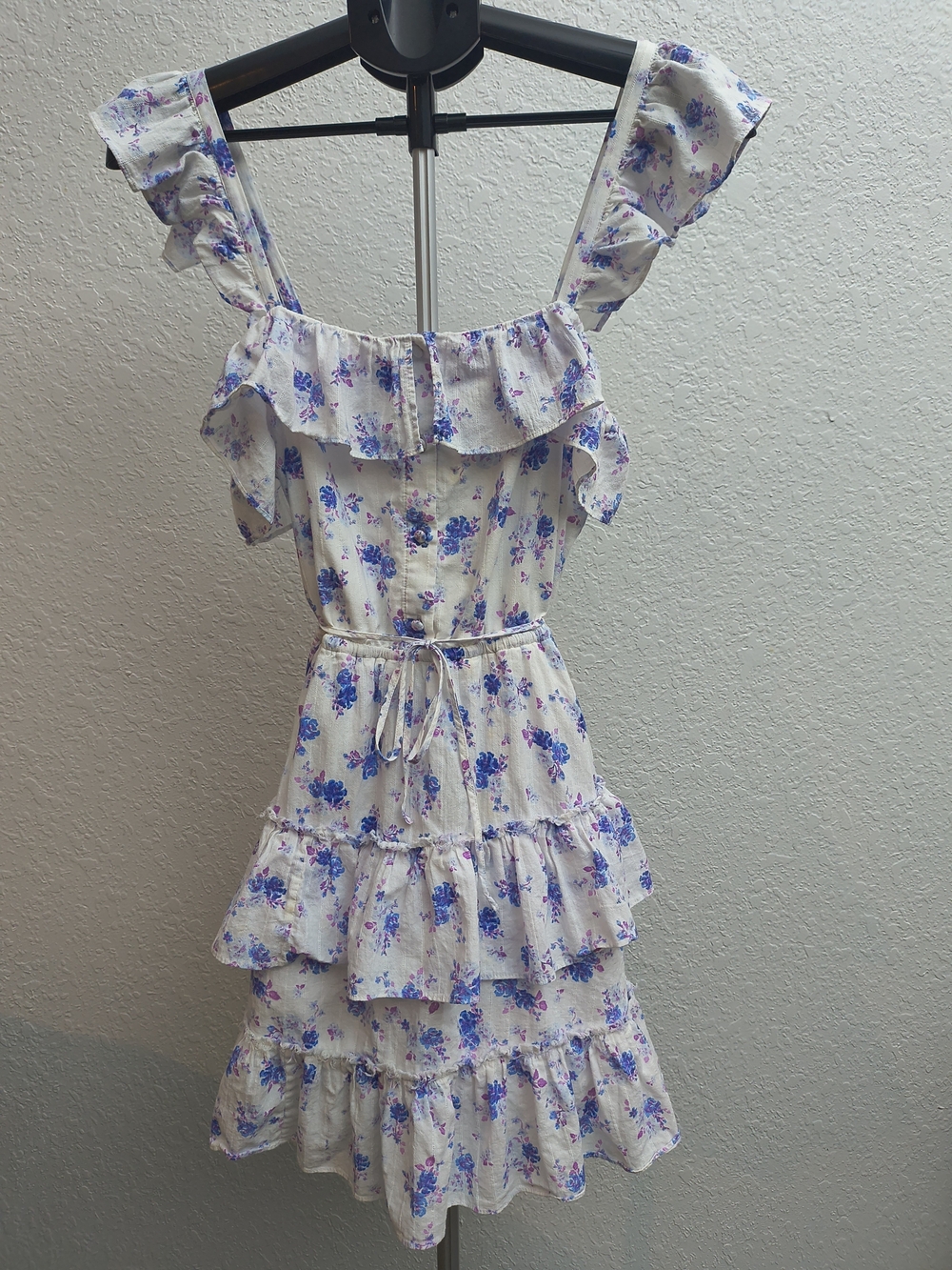 LoveShackFancy x Target Lou Dress M Purple Floral Double Ruffle Tiered Mini